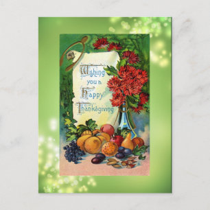 Antique Happy Thanksgiving Postcard Reproduction Feestdagenkaart