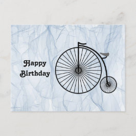 Antique hoge wiel fiets verjaardag briefkaart