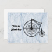 Antique hoge wiel fiets verjaardag briefkaart (Voorkant / Achterkant)