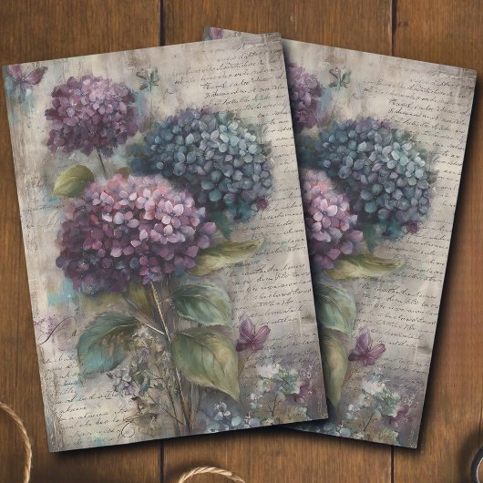 Antique Hydrangea Botanical Art Decoupage Tissuepapier