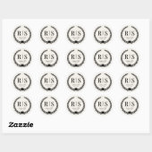 Antique Ivory Wedding Monogram Initials Ronde Sticker (Vel)