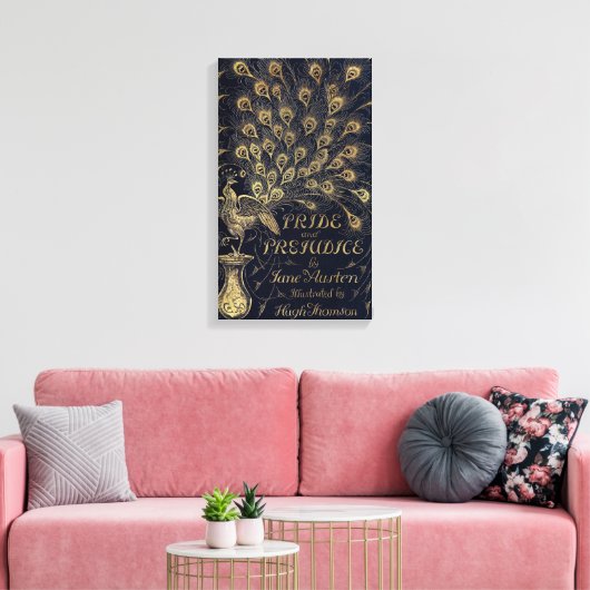 Antique Jane Austen Pride and Prejudice Peacock Canvas Afdruk (Insitu (Woonkamer))