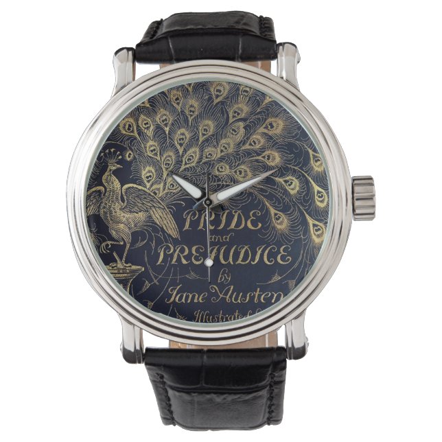 Antique Jane Austen Pride and Prejudice Peacock Horloge (Voorkant)