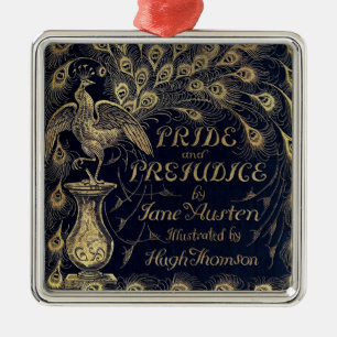 Antique Jane Austen Pride and Prejudice Peacock Metalen Ornament