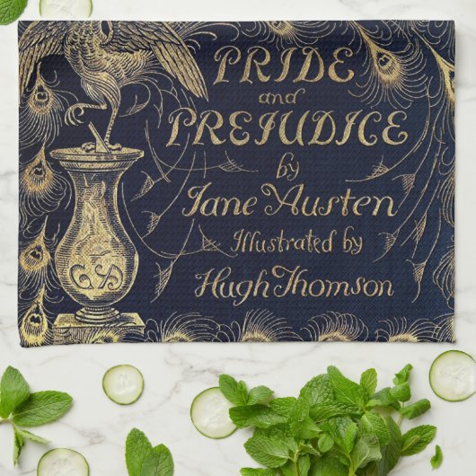 Antique Jane Austen Pride and Prejudice Peacock Theedoek (Gevouwen)