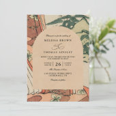 Antique Japanese Kimono Bamboo QR Code Wedding Kaart (Staand voorkant)