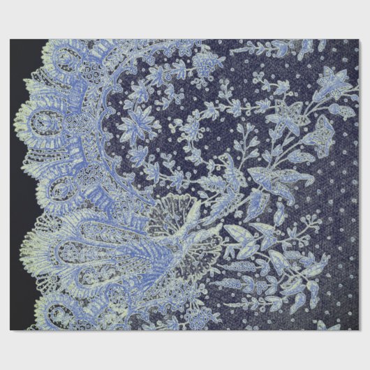 ANTIQUE KANT PATROON GIFTVERPAKKINGSPAPIER IN BLAU CADEAUPAPIER (Vlak)