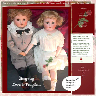 Antique kinderpoppen zoet stel kaart