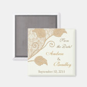 Antique Lace, Leaves Wedding Save the Date Magnet (Voorkant / Achterkant)