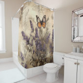 Antique Lavender Butterfly Art Douchegordijn (In situ)