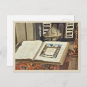 Antique Library Interior Painting Book and Globe Briefkaart (Voorkant / Achterkant)