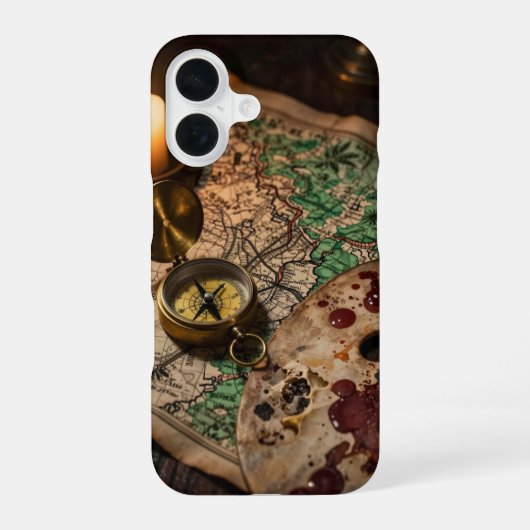 Antique Map and Compass Academia Case iPhone 16 Hoesje (Achterkant)