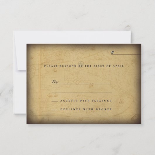 Antique Map Nautical Ship Illustration Wedding RSVP Kaartje (Achterkant)