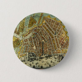 Antique Map of Amsterdam, Holland aka Netherlands Ronde Button 5,7 Cm
