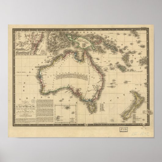 Antique Map of Australia 1826 Poster (Voorkant)