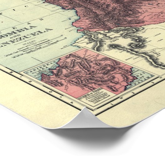 Antique Map of Colombia & Venezuela 1898 Poster (Hoek)