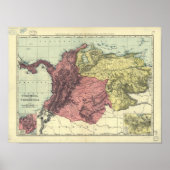 Antique Map of Colombia & Venezuela 1898 Poster (Voorkant)