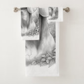 Antique Marble Dachshund Statue Hand Towel Bad Handdoek (Insitu)