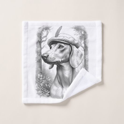 Antique Marble Dachshund Statue Hand Towel Bad Handdoek (Wasdoekje)