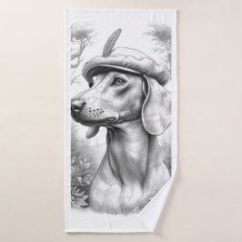 Antique Marble Dachshund Statue Hand Towel Badhanddoek
