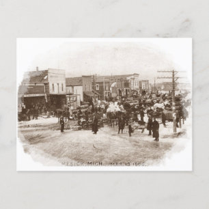 Antique Mesick Mich MI Street View ~ 1909 Feestdagenkaart