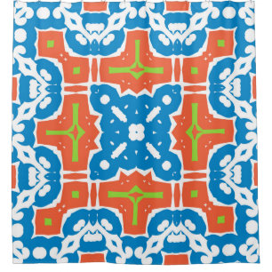 Antique Mexican talavera ceramic. Zamelvintage Douchegordijn