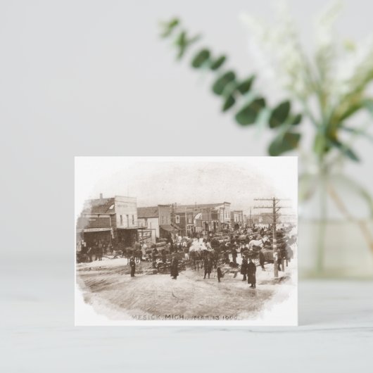 Antique Mich MI Street View ~ 1909 Feestdagenkaart (Staand voorkant)