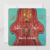 ANTIQUE MUZIEKCONCERT, TROUWEN Monogram Rode Lyron Kaart (Voorkant)