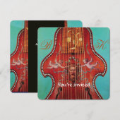 ANTIQUE MUZIEKCONCERT, TROUWEN Monogram Rode Lyron Kaart (Voorkant / Achterkant)