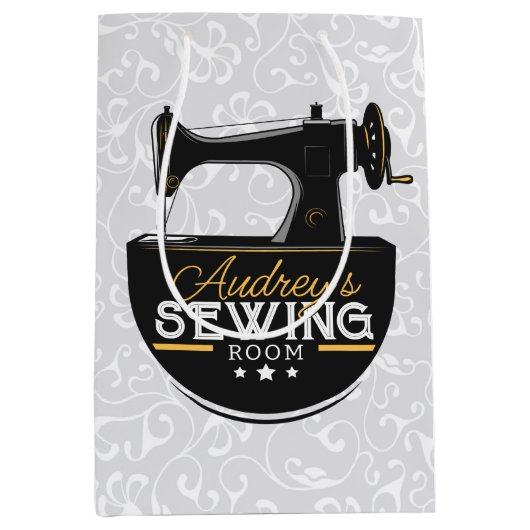 Antique Naaimachine VOEG NAAM Toe Naaister Kleerma Medium Cadeauzakje (Voorkant)