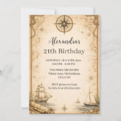 Antique Nautical Map Birthday Kaart (Voorkant)