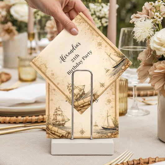 Antique Nautical Map Birthday Servet