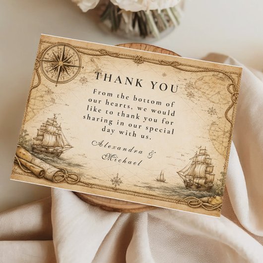 Antique Nautical Map Wedding Bedankkaart