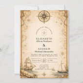 Antique Nautical Map Wedding Kaart (Voorkant)