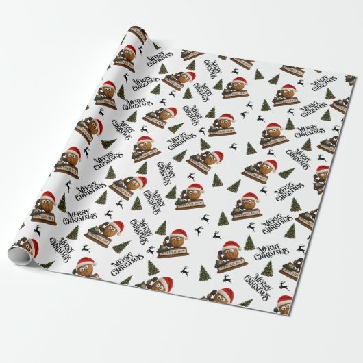 Antique Nut Christmas Wrapping Paper Cadeaupapier (Uitgerold)