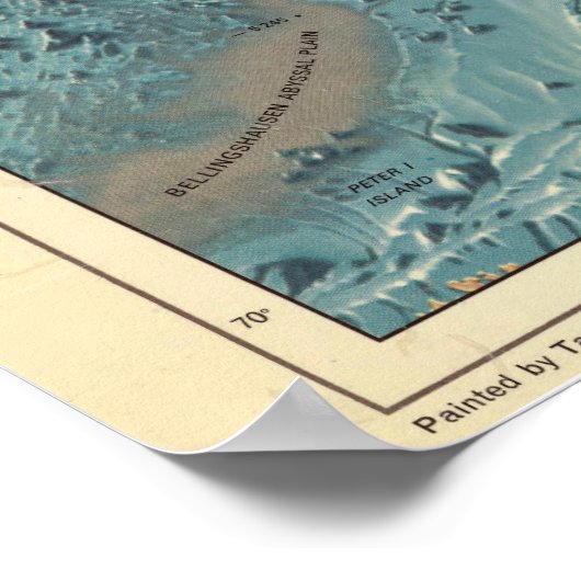 Antique Ocean Relief World Map: Yellow Continents  Poster (Hoek)