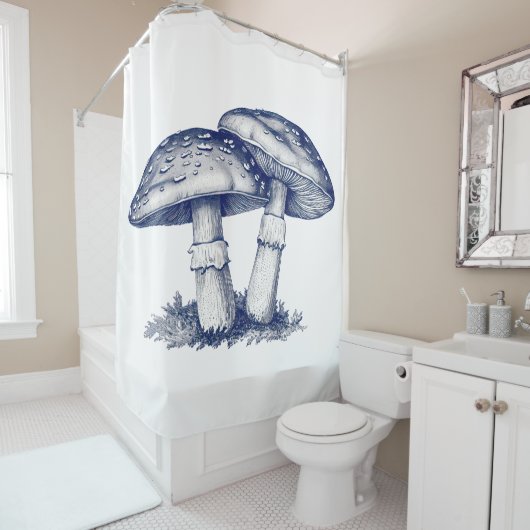 Antique of mushroom drawing douchegordijn (In situ)