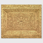 Antique Ornamental Golden Floral Pattern Cadeaupapier (Vlak)