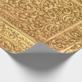 Antique Ornamental Golden Floral Pattern Cadeaupapier (Hoek)