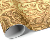 Antique Ornamental Golden Floral Pattern Cadeaupapier (Rol Hoek)