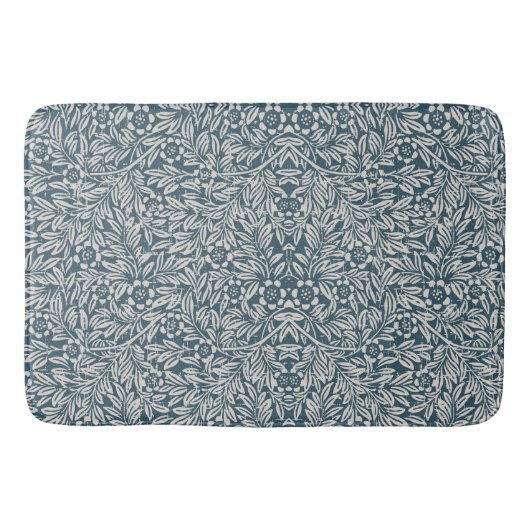 Antique Pattern of Worn out Leaves Blue Background Badmat (Voorkant)