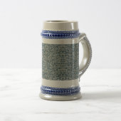 Antique Pattern of Worn out Leaves Blue Background Bierpul (Voorkant rechts)