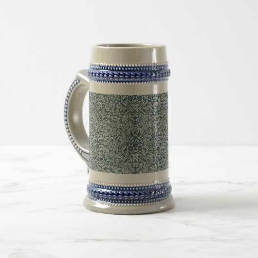 Antique Pattern of Worn out Leaves Blue Background Bierpul (Voorkant links)