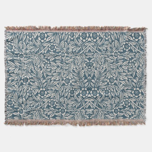 Antique Pattern of Worn out Leaves Blue Background Deken (Voorkant)