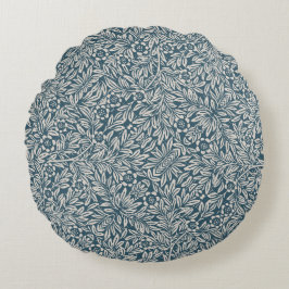 Antique Pattern of Worn out Leaves Blue Background Rond Kussen