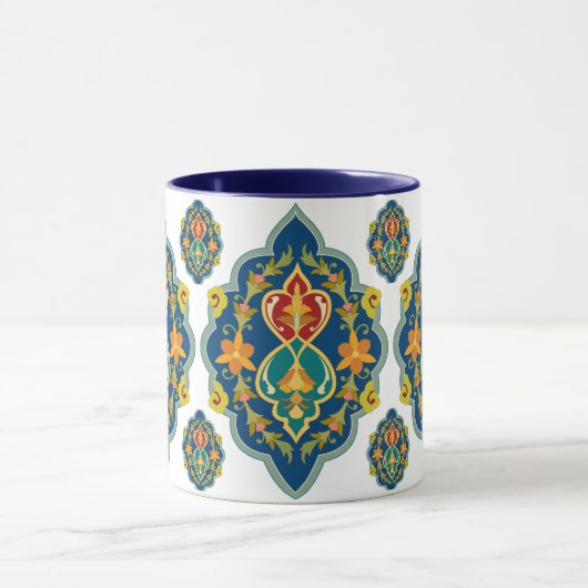 Antique Persian Pattern Look Seven-Tone Coffee Mug Mok (Midden)