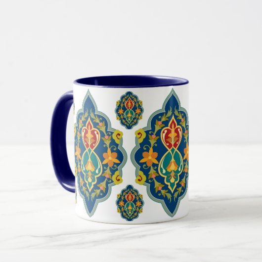 Antique Persian Pattern Look Seven-Tone Coffee Mug Mok (Voorkant links)