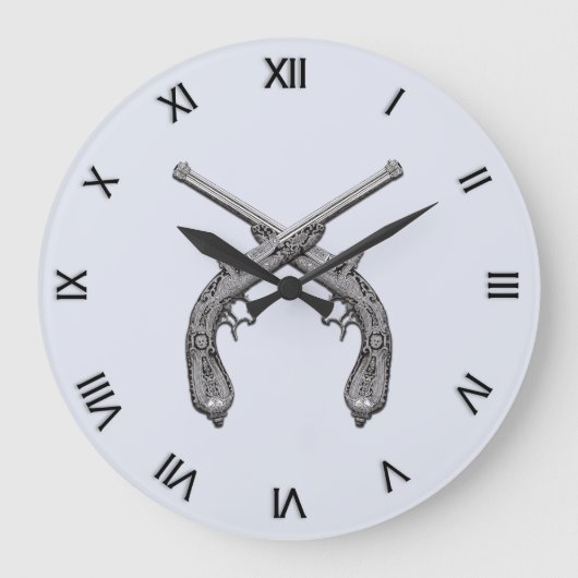 Antique Pistols with Black Numerals Grote Klok (Voorkant)