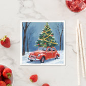 Antique Red Car Christmas Tree Holiday Servet (Insitu)