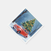 Antique Red Car Christmas Tree Holiday Servet (Hoek)